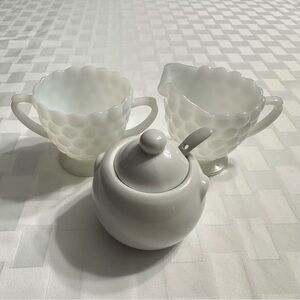 creamer and open sugar bowl set plus sugar bowl with spoon different design
